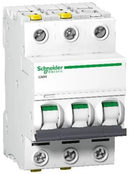 Schneider Electric Acti9 iC60N 3P 50A Dvojitá svorka C-charakteristika 6/10kA 230V Šířka 54mm