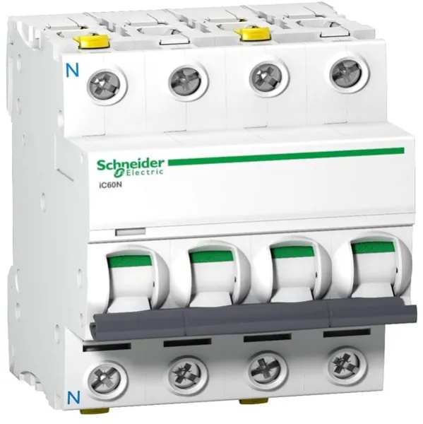 Schneider Electric Acti9 jistič iC60N, 3P+N 10A C, s dvojitou svorkou, 72 mm