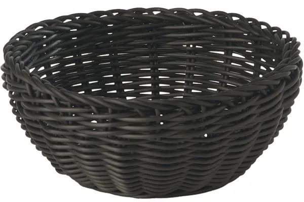 Košík na chléb, kulatý, černý plastový výplet, Ø20xV8 cm