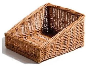 Košík na chléb, obdélníkový, ručně pletený hnědý proutí, 30x35x19 cm, přední strana 9 cm