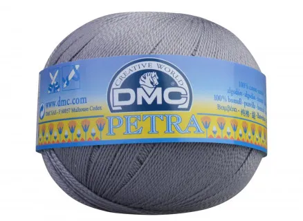 DMC Petra č. 8 Háčkovací příze Jednobarevná 5414 Středně šedá