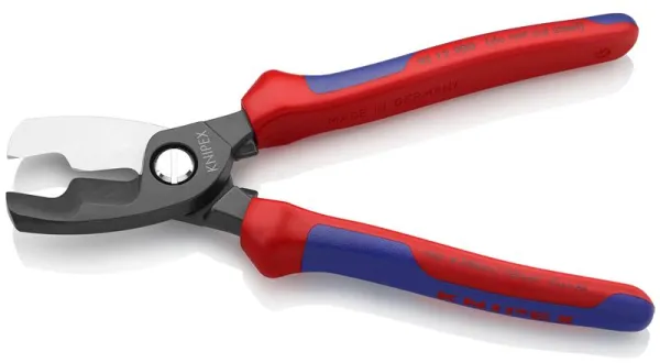 Knipex kabelové nůžky s dvojitým ostřím, brunýrované, s vícekomponentní rukojetí 200 mm