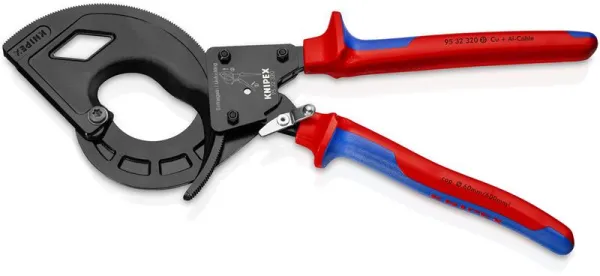 Knipex kabelové nůžky (ráčnový princip, 3stupňový) černě atramentované, s vícekomponentní rukojetí 320 mm