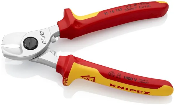 Knipex kabelové nůžky chromované, VDE testováno 165 mm