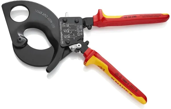 Knipex kabelové nůžky (s ráčnovou funkcí) černě lakované, VDE testováno 280 mm