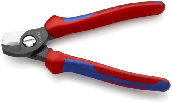 Knipex kabelové nůžky brunýrované, s vícekomponentní rukojetí 165 mm
