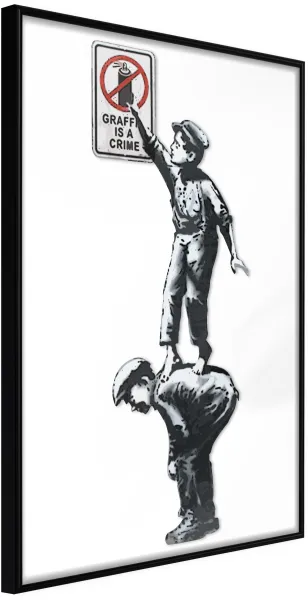 ARTGEIST Plakát s rámem - Banksy: Graffiti Is a Crime Černá 30x45