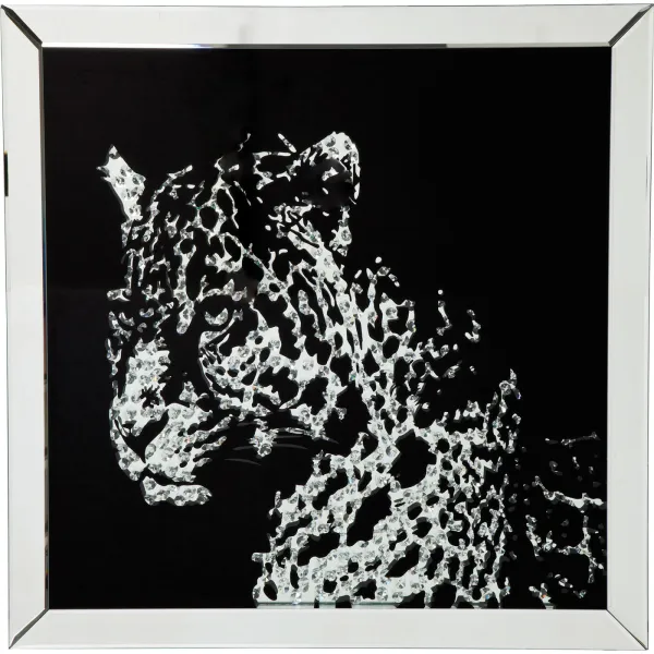 KARE DESIGN Plakát, Mirror Leopard - vícebarevný, s rámem, (80x80cm)