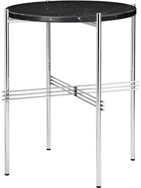 GUBI TS Odkládací stolek Round Ø40 Leštěná ocel/Black Marquina mramor