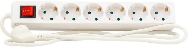 Prodlužovací kabel s vypínačem 6 zásuvek s uzemněním 1,5m 3G1