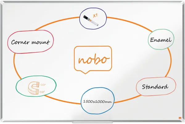 Nobo Premium Plus smaltovaná bílá tabule 150x100cm bílá